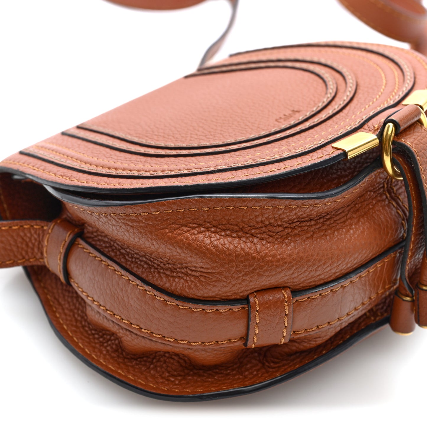 Calfskin Mini Marcie Round Crossbody Bag Tan