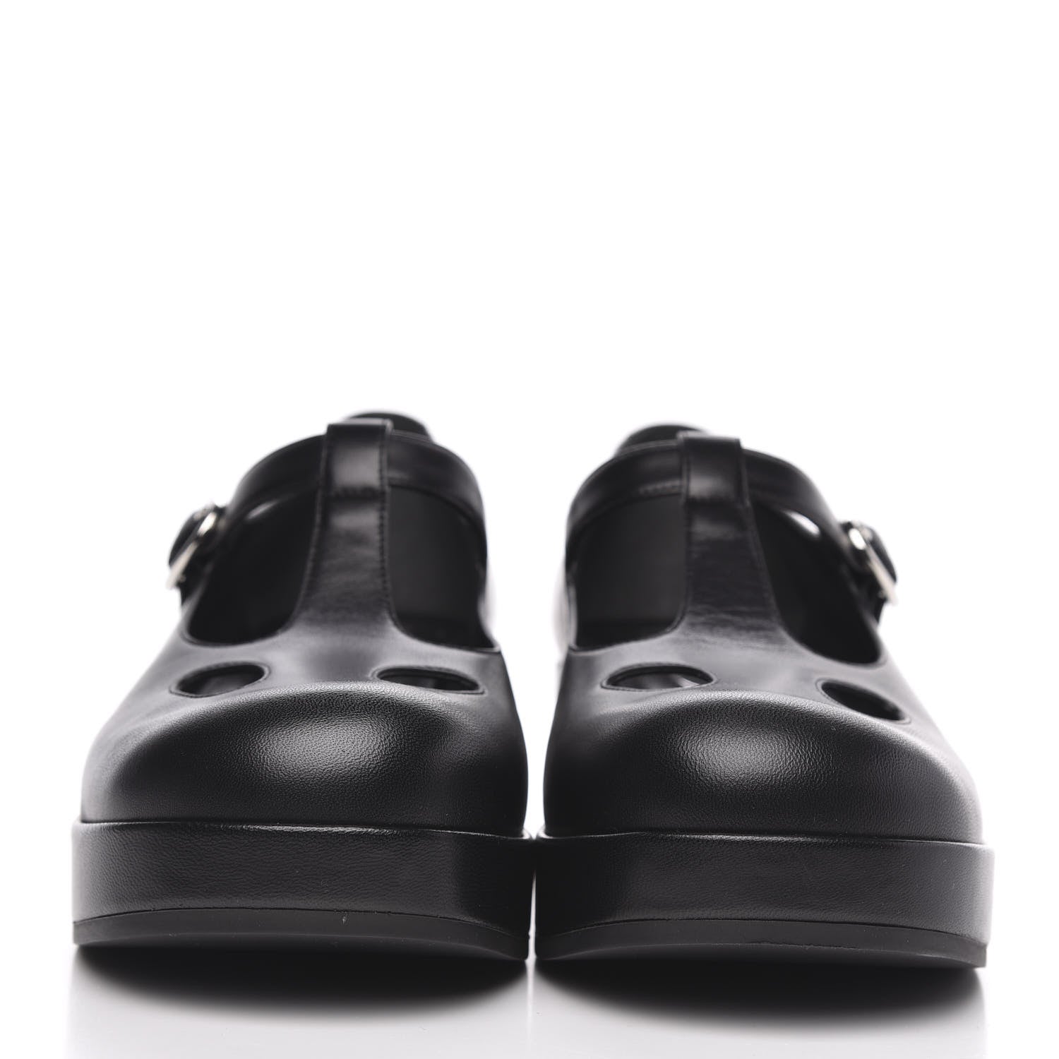Gucci Calfskin T-Strap Mary Jane Platform Low-Heel Pumps 38 Black 2 of 9
