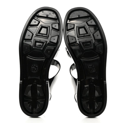 Gucci Shiny Rubber Womens Double G Buckle Strap Sandals 39 Black 5 of 8
