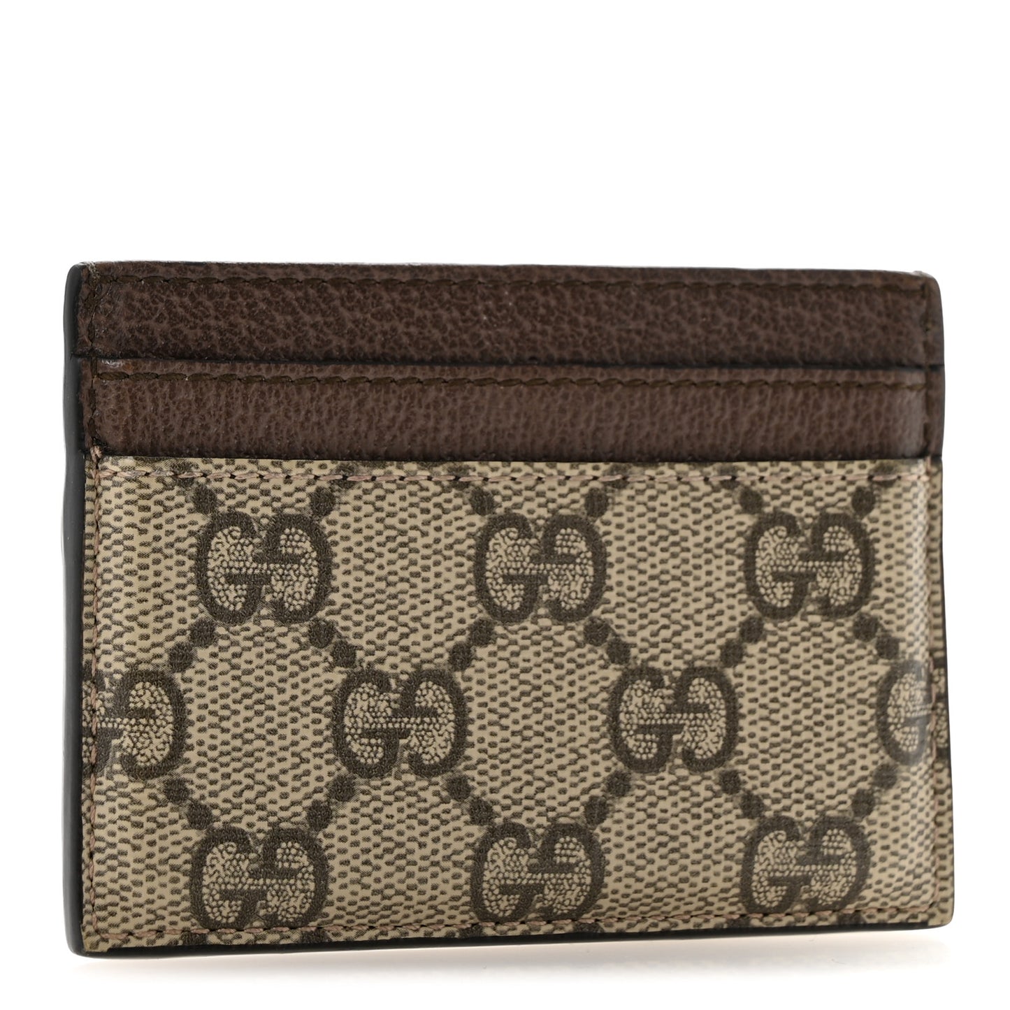 GG Supreme Monogram Textured Dollar Calfskin Ophidia Card Holder Beige Ebony New Acero