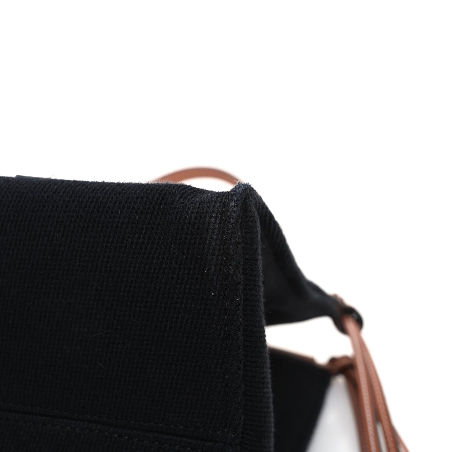 Canvas Calfskin Small Cushion Tote Black Tan