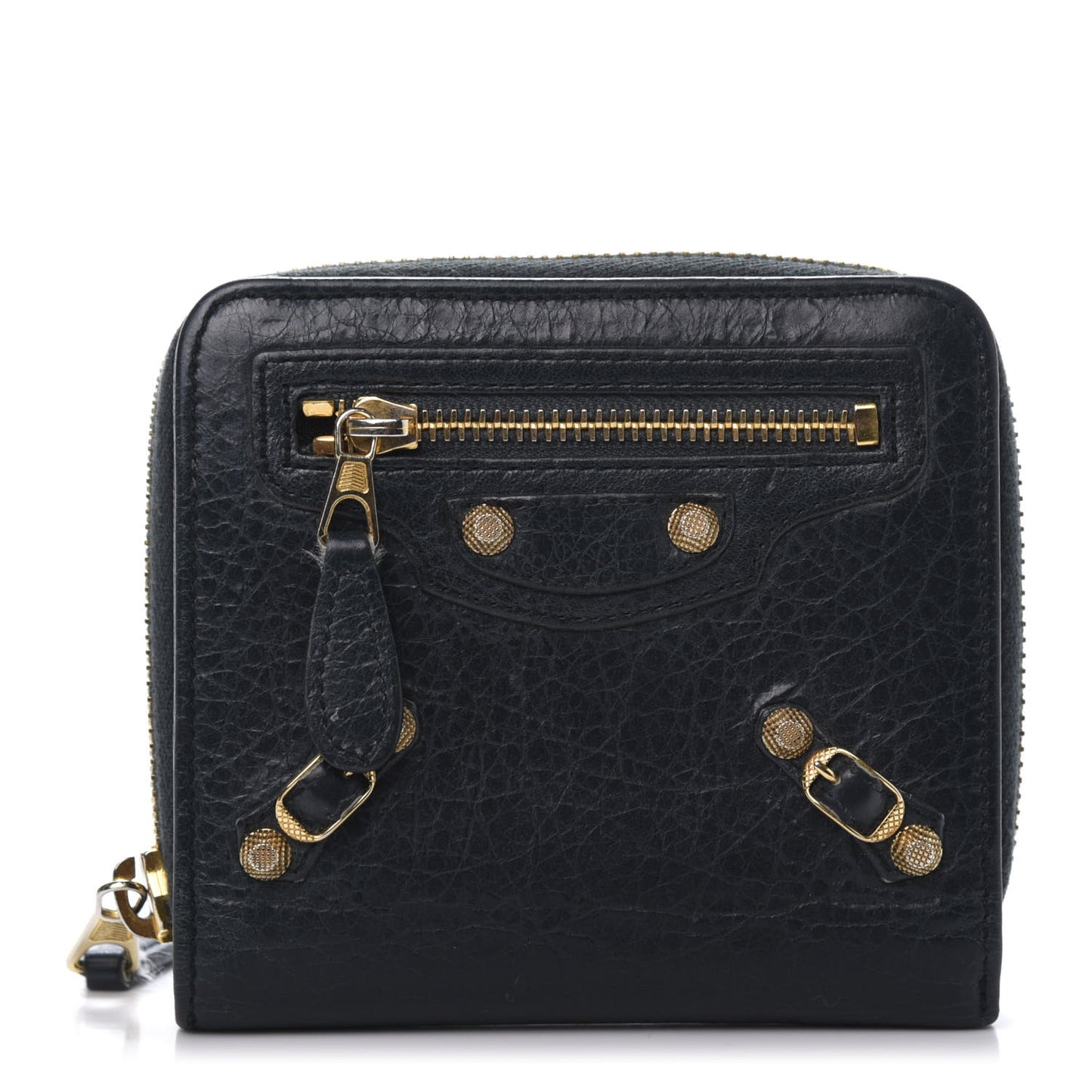 Agneau Giant 12 Gold Hardware Bill Fold Zip Wallet Vert Pinede