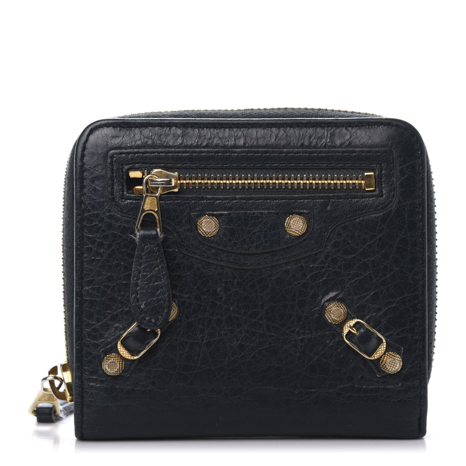 Balenciaga Agneau Giant 12 Gold Hardware Bill Fold Zip Wallet Vert Pinede 1 of 12