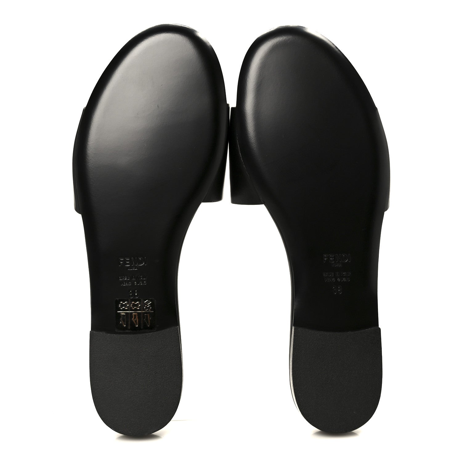 Fendi Vitello Cuoio Baguette Flat Slide Sandals 38 Black 6 of 8