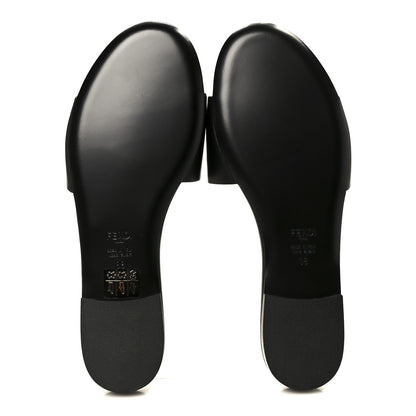Fendi Vitello Cuoio Baguette Flat Slide Sandals 38 Black 6 of 8