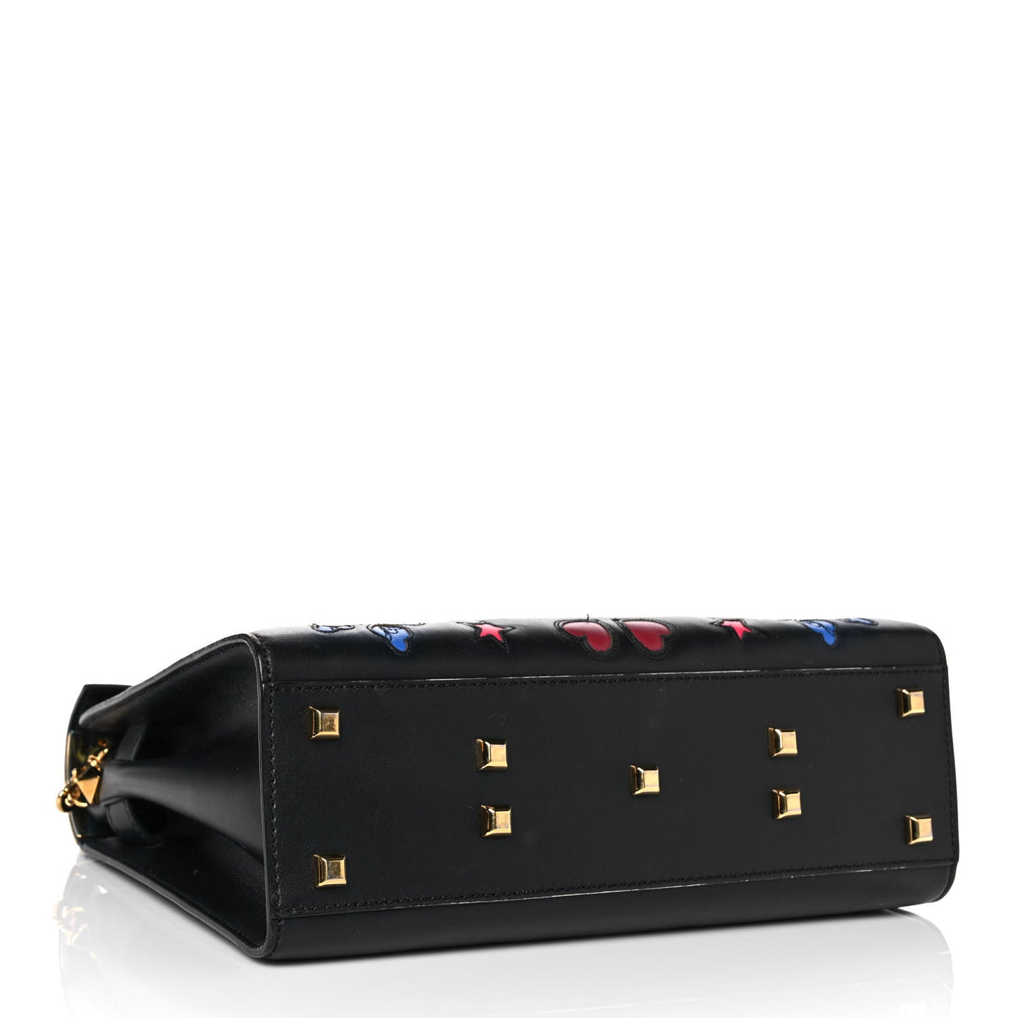 Calfskin Butterfly Embellished My Rockstud Frame Bag Black