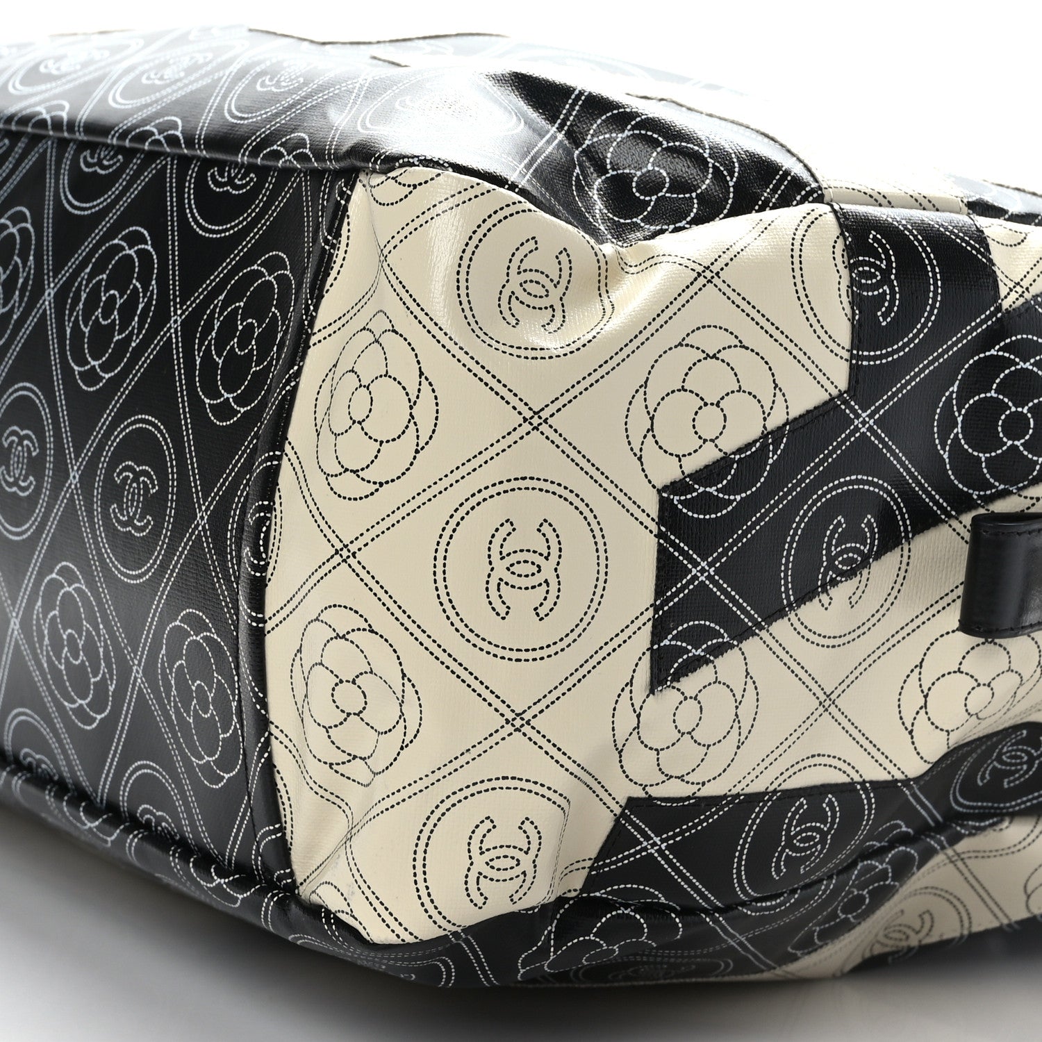 Chanel Coated Canvas Camellia Bowler Black Beige 9 of 9