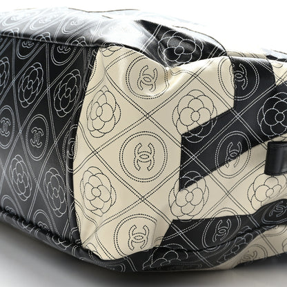 Chanel Coated Canvas Camellia Bowler Black Beige 9 of 9