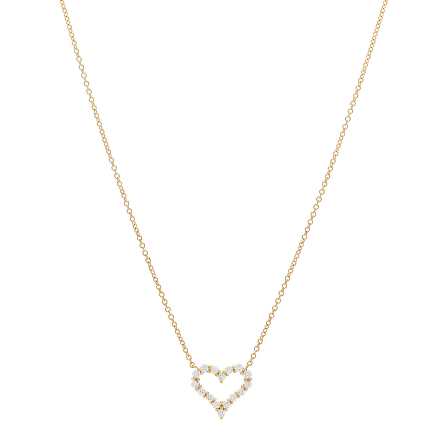18K Yellow Gold Diamond Mini Heart Pendant Necklace