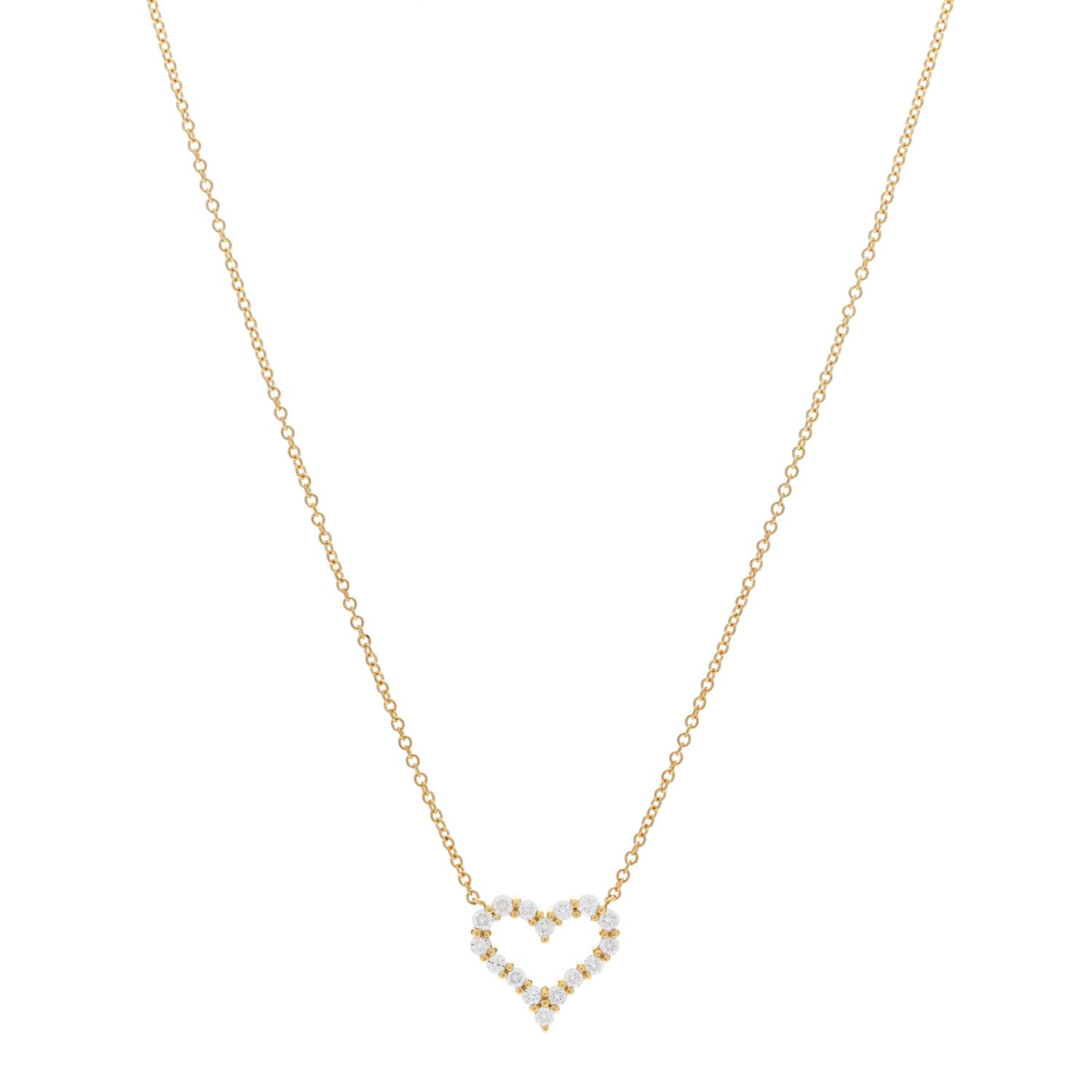 Tiffany 18K Yellow Gold Diamond Mini Heart Pendant Necklace 1 of 6
