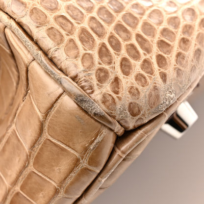 Hermes Shiny Porosus Crocodile Horseshoe Birkin 35 Ficelle Gold 15 of 16