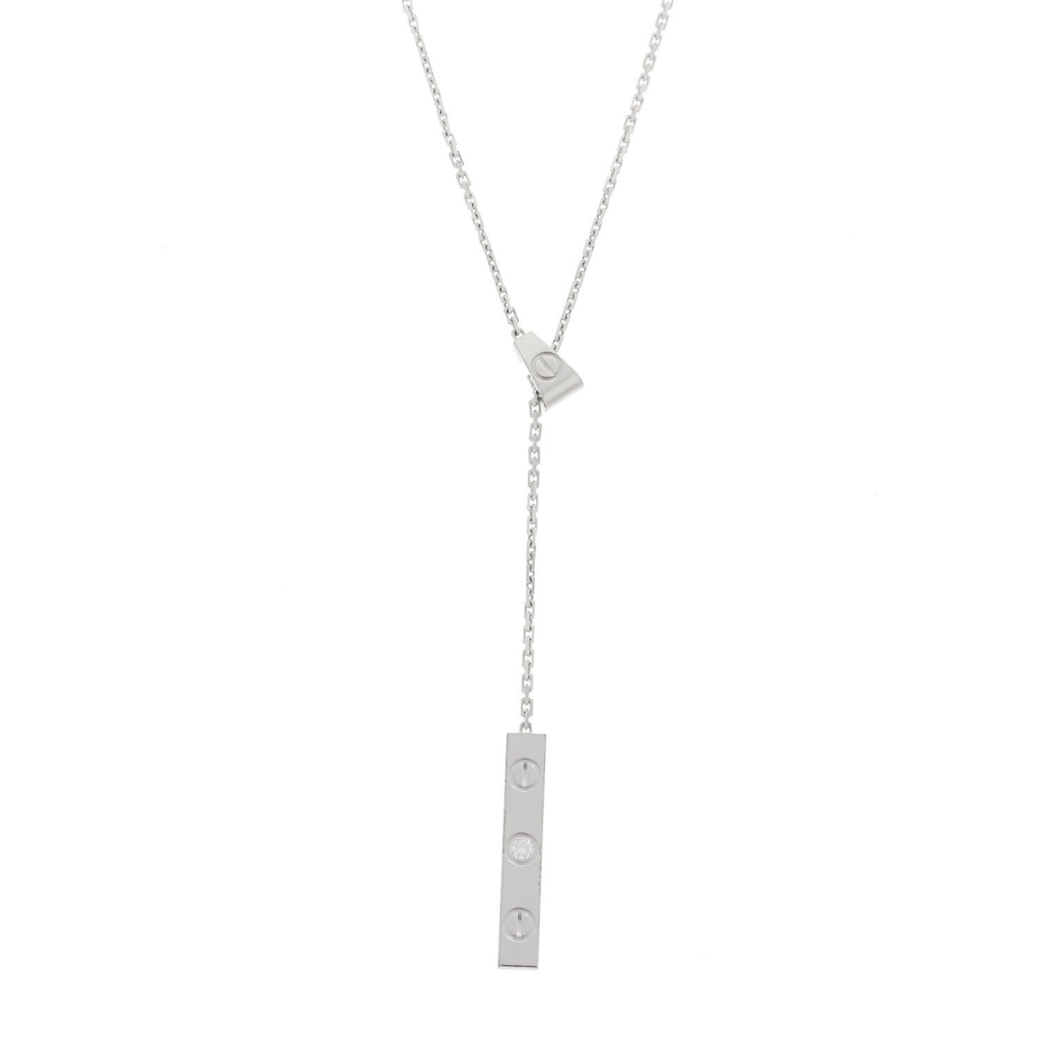 Cartier 18K White Gold Diamond LOVE Lariat Necklace 1 of 4