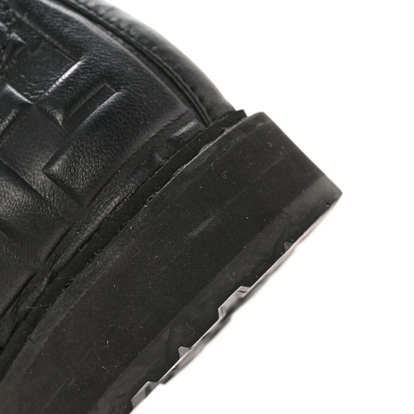 Nappa FF Embossed Womens Biker Boots 38.5 Black