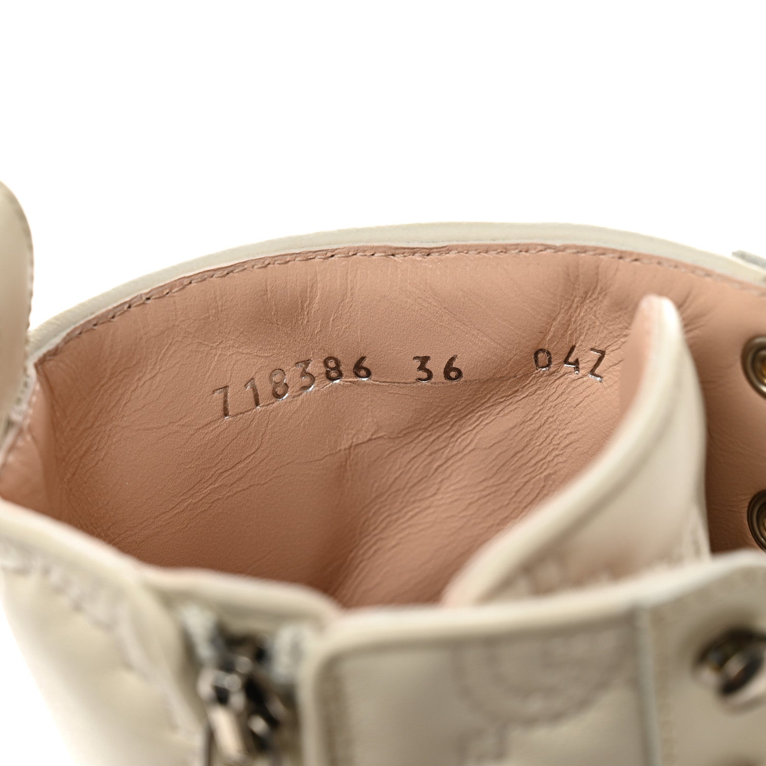 Gucci Cordovan Lux Nappa GG Matelasse Lace Up 60mm Combat Boots 36 Milk White 8 of 9