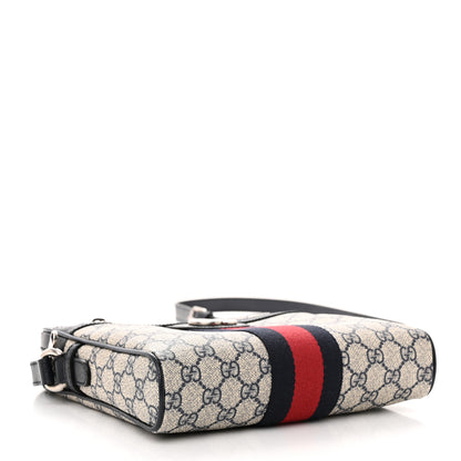 Gucci GG Supreme Monogram Textured Dollar Calfskin Web Small Ophidia Messenger Bag Beige Blue 4 of 11