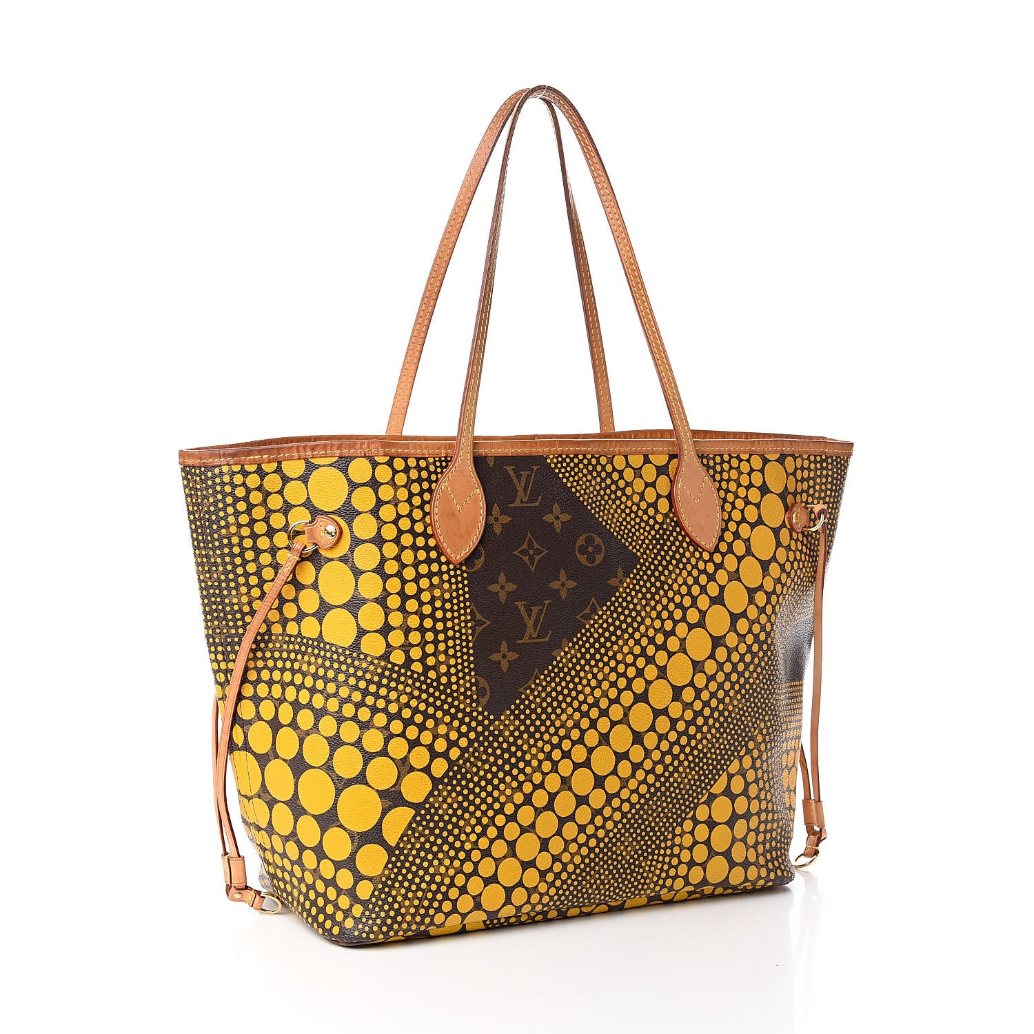 Louis Vuitton Monogram Kusama Waves Neverfull MM Yellow 3 of 11