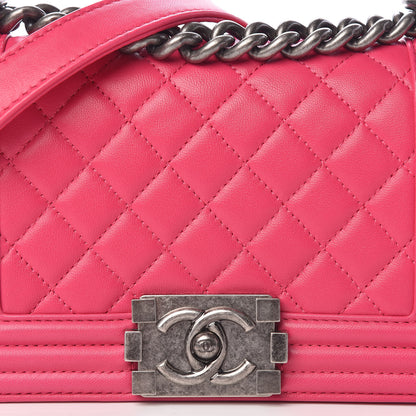 Chanel Lambskin Quilted Small Boy Flap Dark Pink 12 of 12
