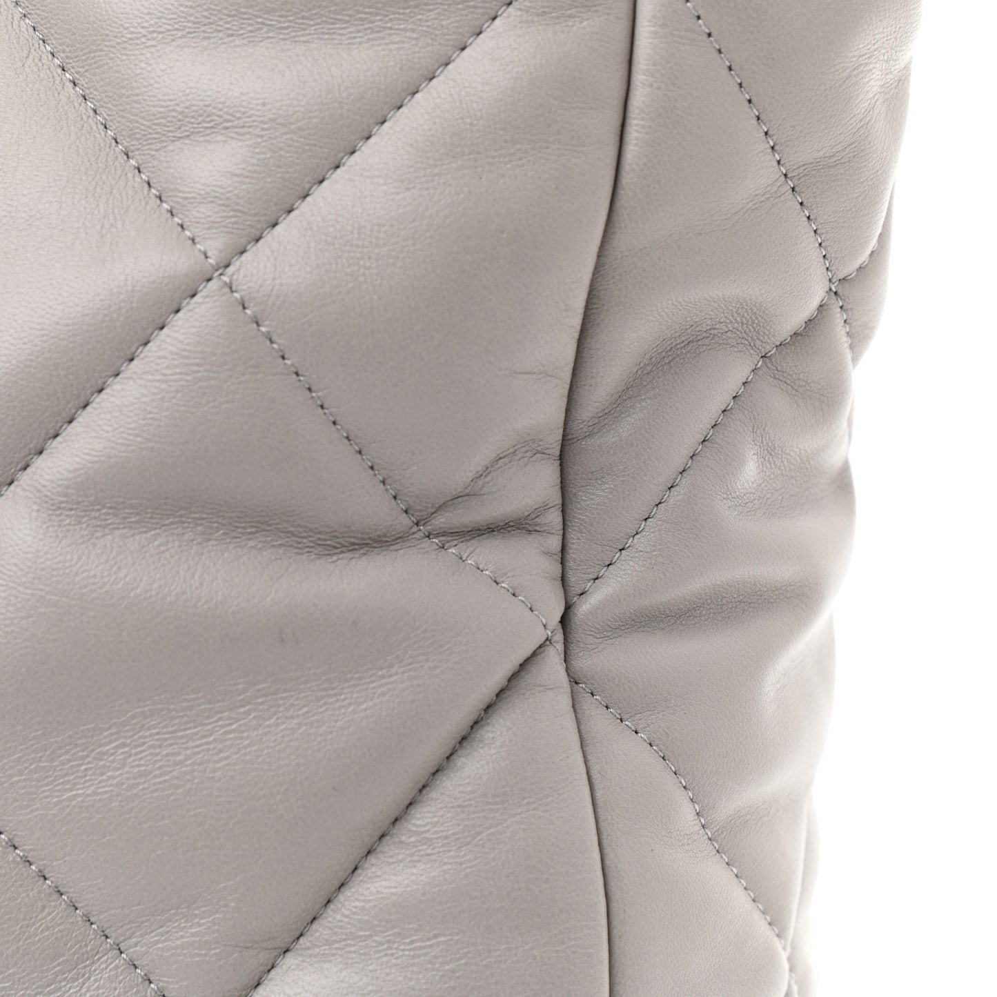 Lambskin Quilted Chanel 19 Shopping Bag Grey