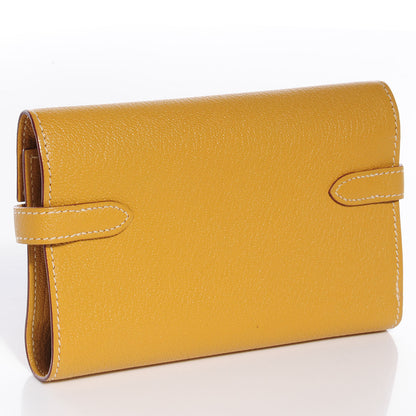 Hermes Chevre Mysore Medium Kelly Wallet Curry 3 of 9