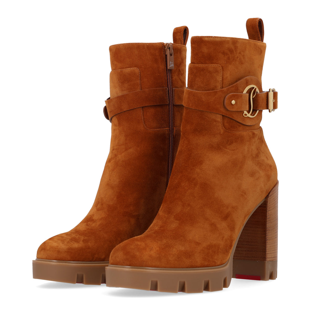 Christian Louboutin Veau Velours Dianouchette Lug Chelsea 100 Boots 40.5 Toscan 4 of 9