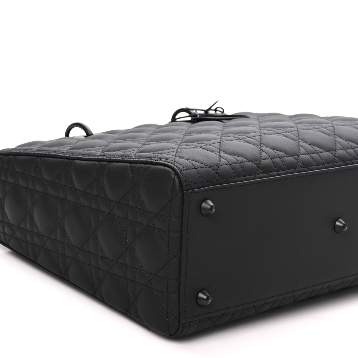 Ultra Matte Calfskin Cannage Large Lady Dior Black