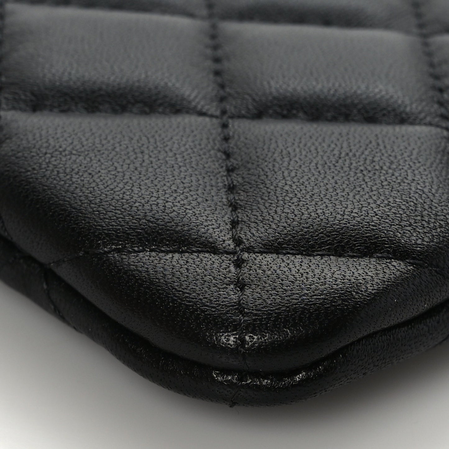 Lambskin Quilted Small Cosmetic Case Black