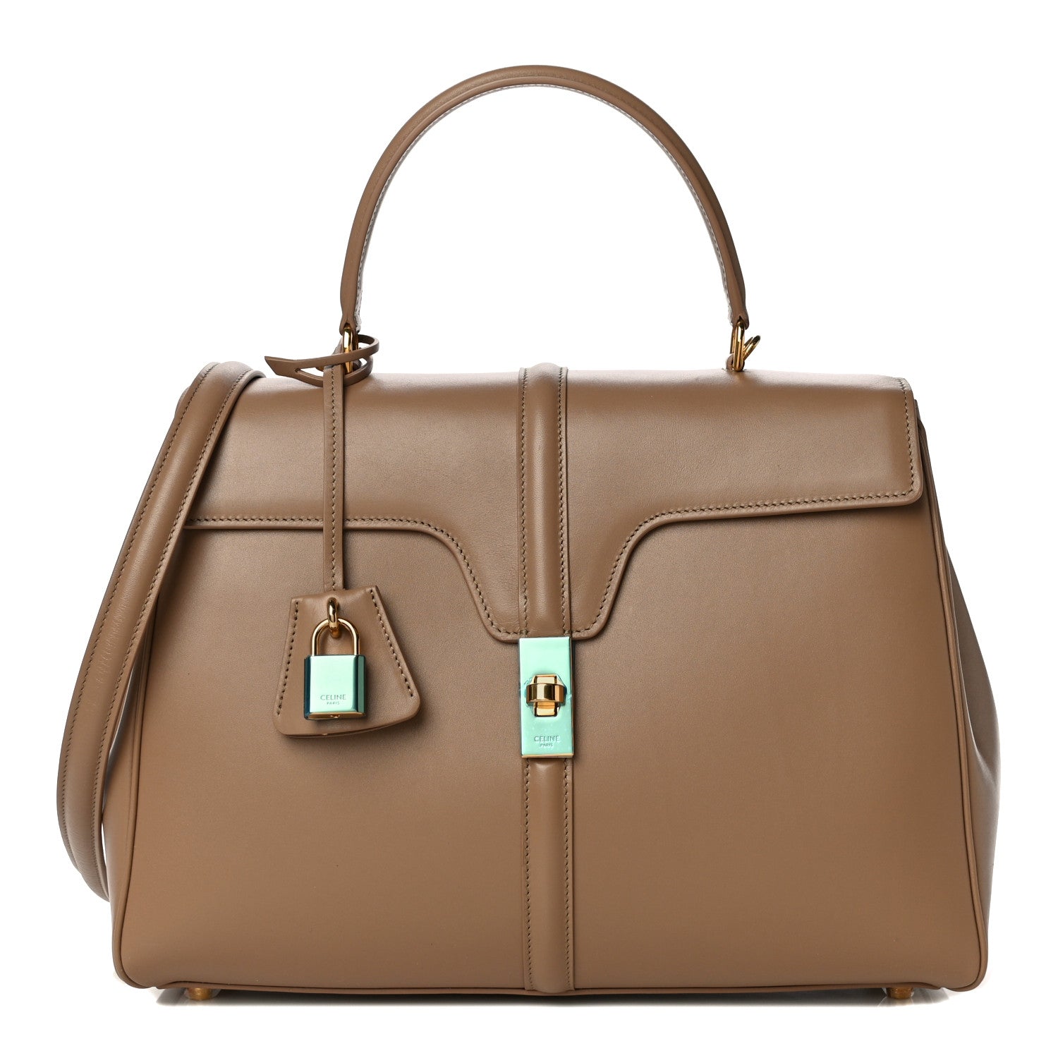 Celine Satinated Calfskin Medium 16 Top Handle Bag Beige 1 of 9