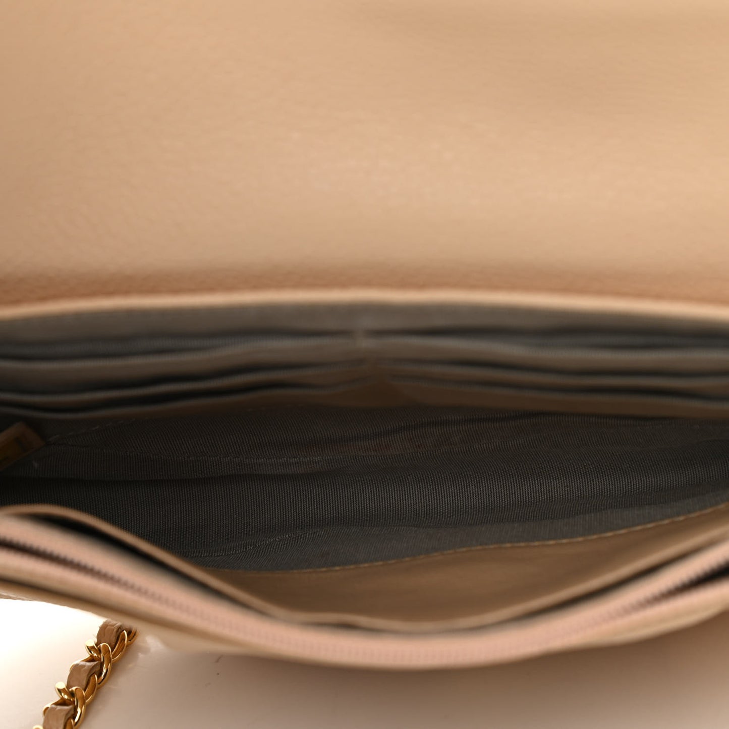 Caviar Half Moon Wallet On Chain WOC Beige