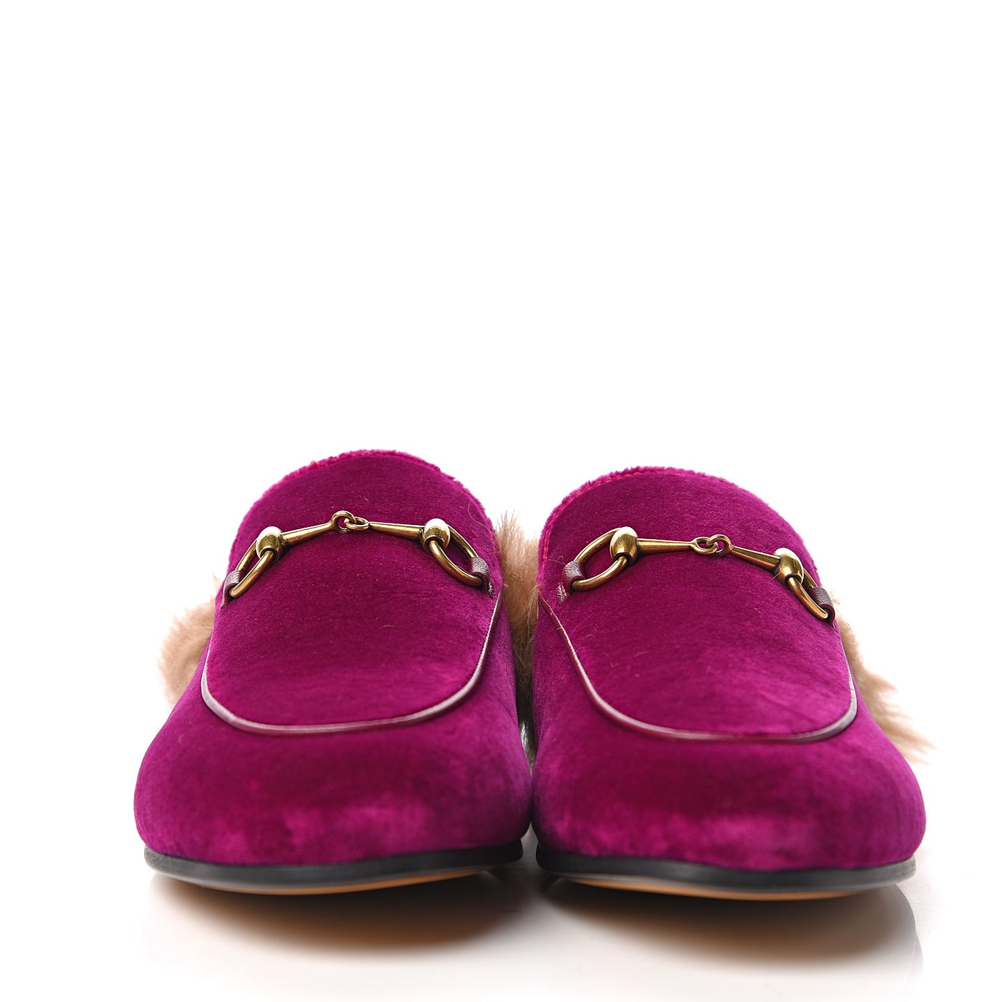 Velvet Fur Womens Princetown Slippers 38 Fucsia Violet Cyclamen Natural