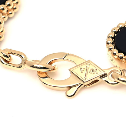 Van Cleef & Arpels 18K Yellow Gold Black Onyx 5 Motifs Vintage Alhambra Bracelet 6 of 7