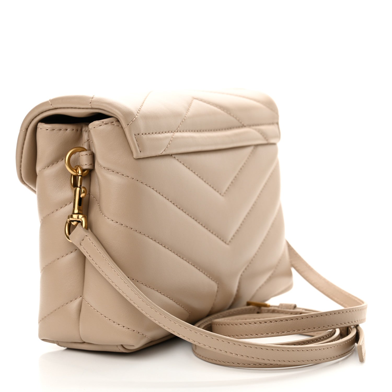 Saint Laurent Calfskin Y Quilted Monogram Toy Loulou Crossbody Bag Dark Beige 2 of 10