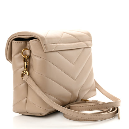 Saint Laurent Calfskin Y Quilted Monogram Toy Loulou Crossbody Bag Dark Beige 2 of 10