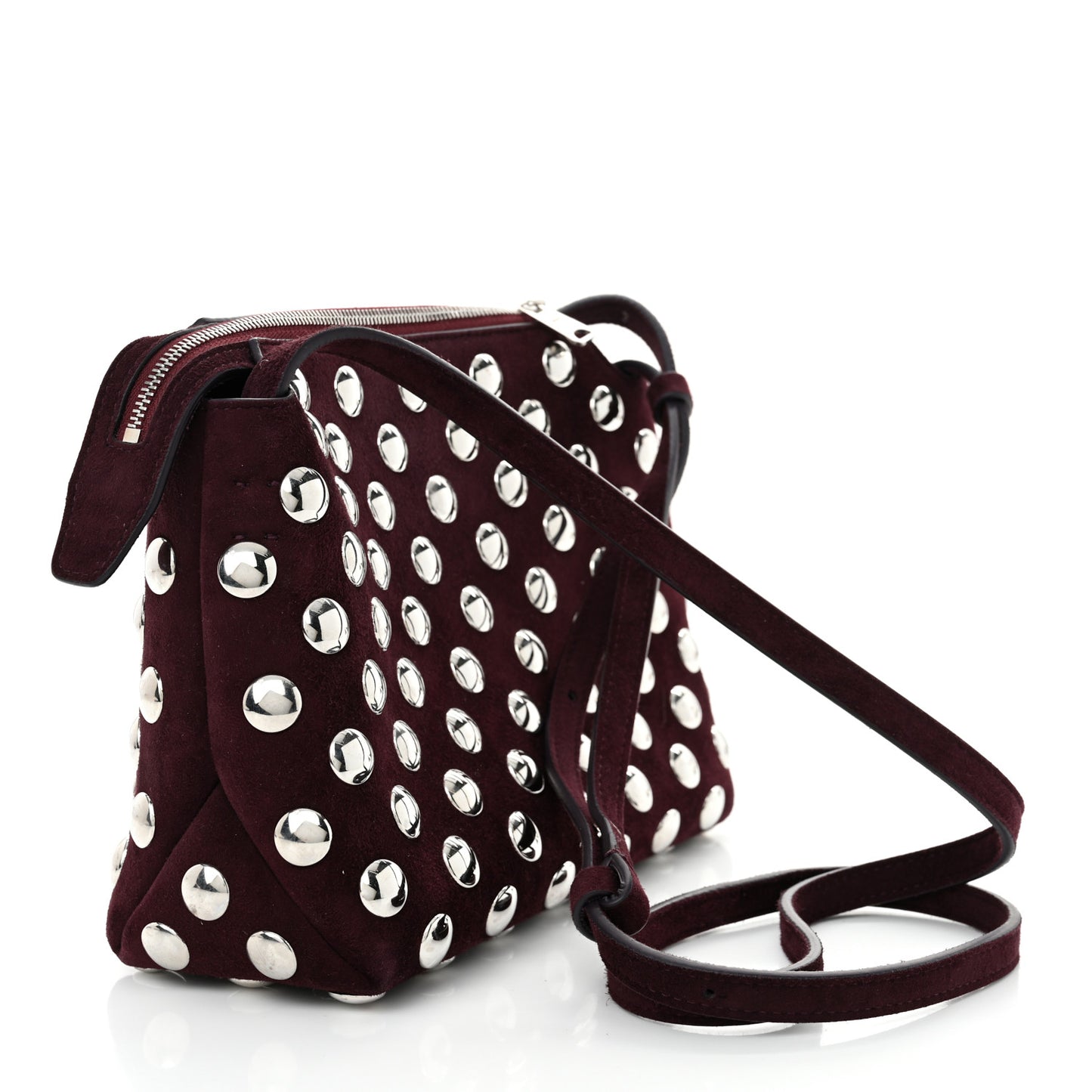 Suede Studded Lina Crossbody Bag Rouge Noir