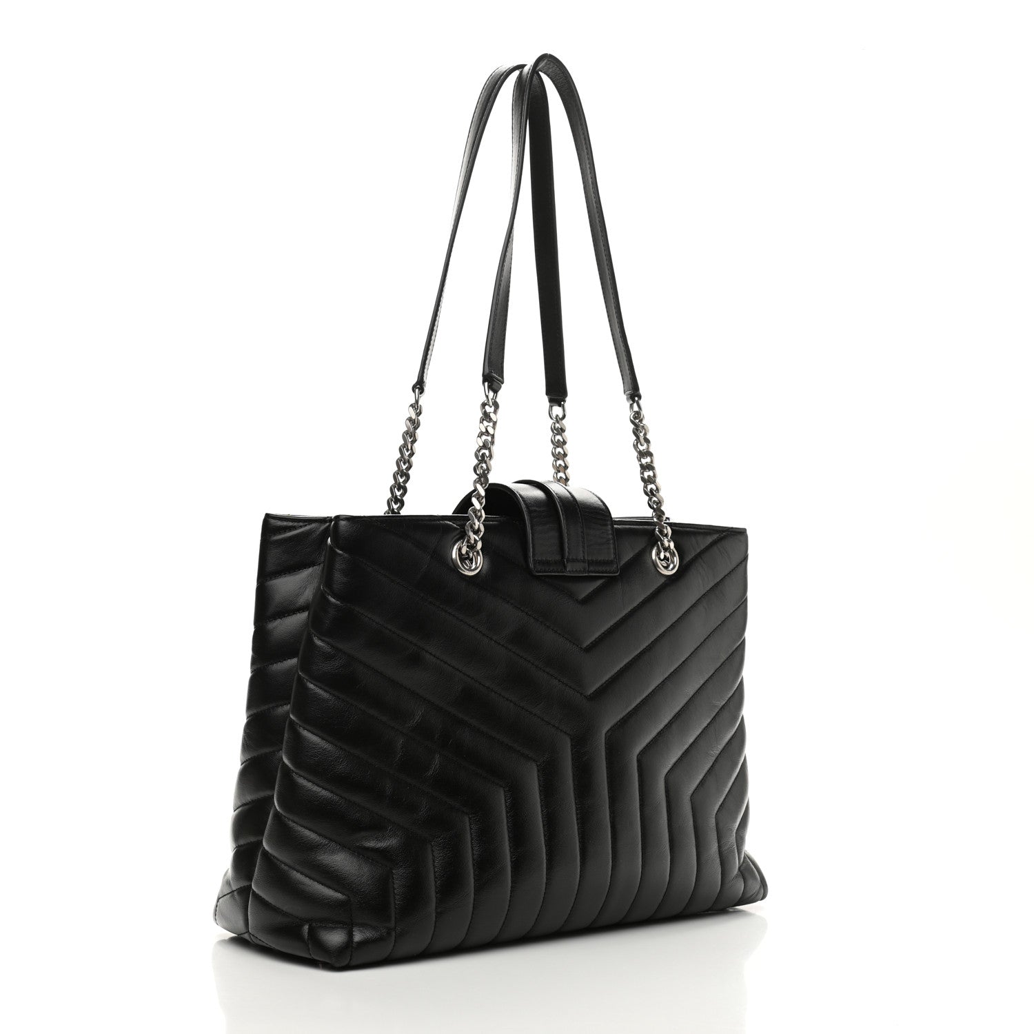 Saint Laurent Calfskin Y Quilted Monogram Large Loulou Shopper Black 3 of 11