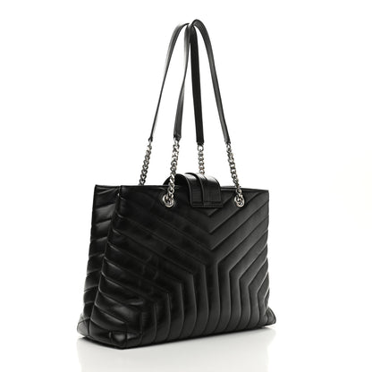 Saint Laurent Calfskin Y Quilted Monogram Large Loulou Shopper Black 3 of 11