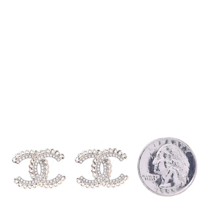 Chanel Crystal Chain CC Earrings Gold 2 of 5