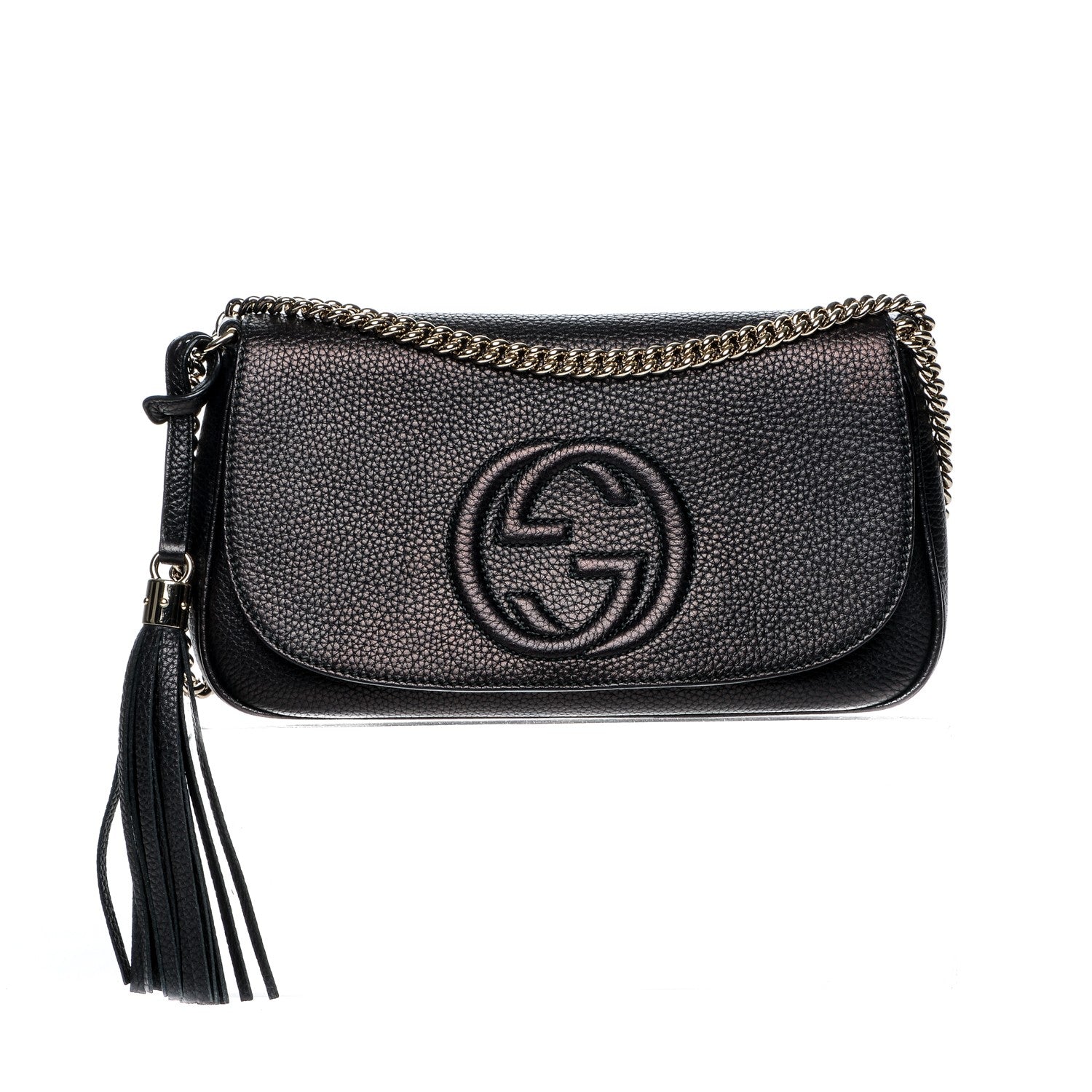 Gucci Pebbled Calfskin Medium Soho Flap Crossbody Black 1 of 7