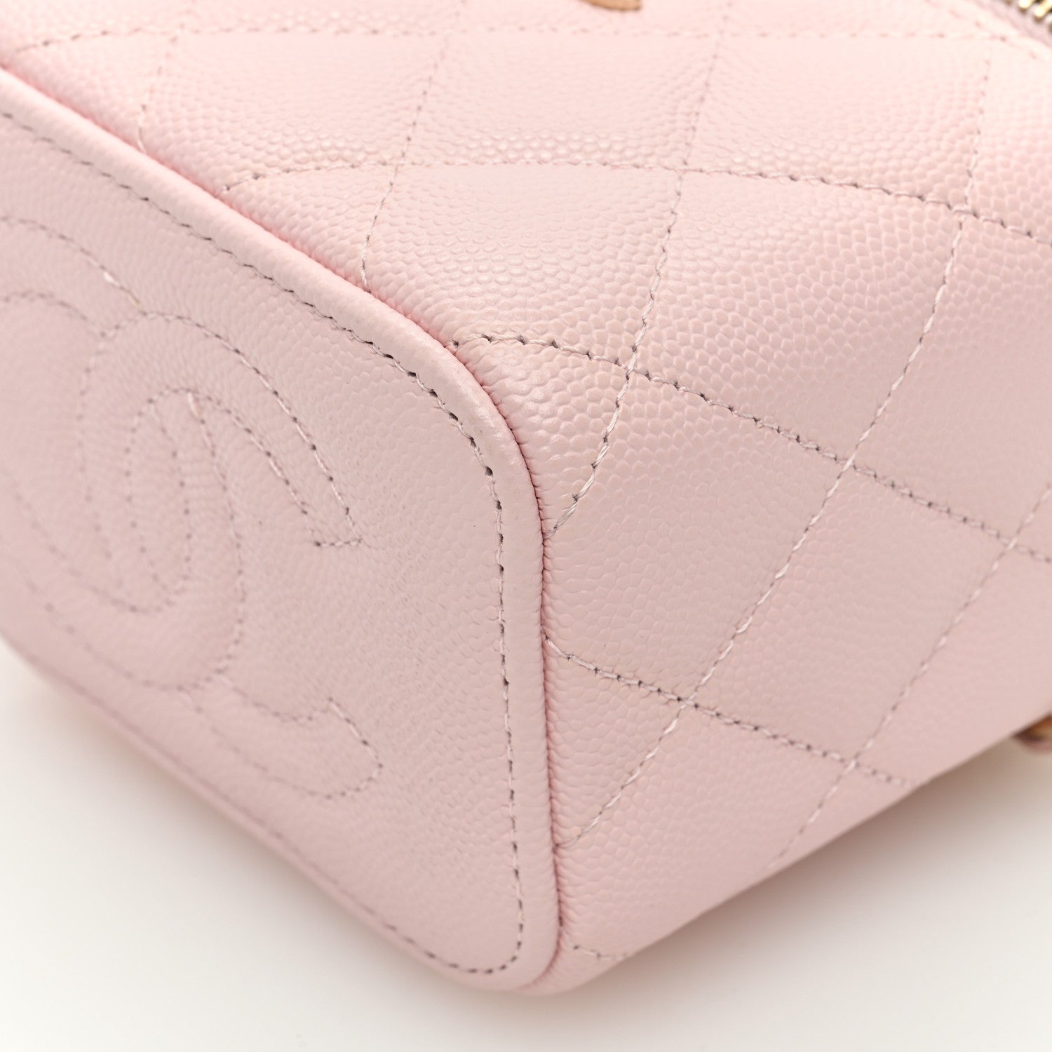 Chanel Caviar Quilted Mini Vanity Case With Chain Pink 11 of 11