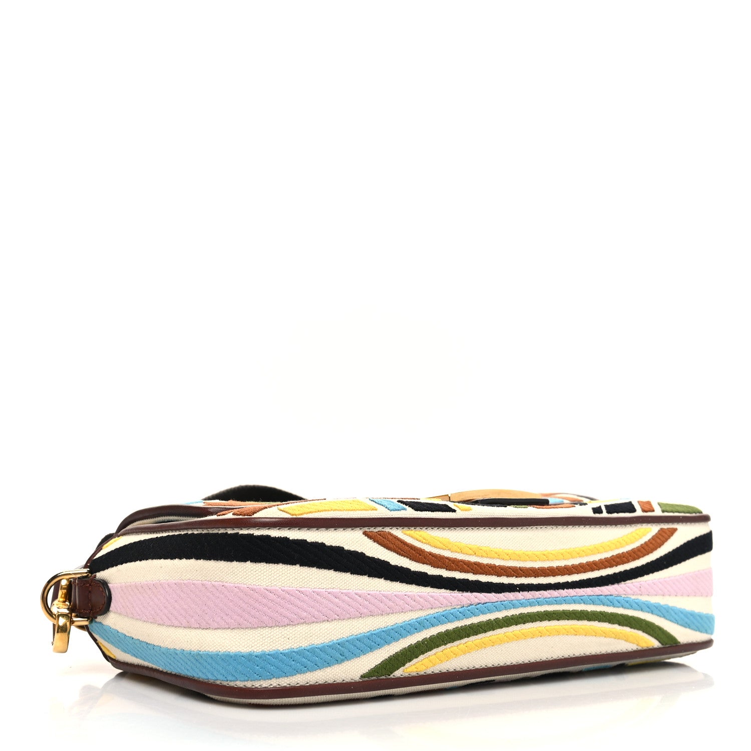 Fendi X SARA COLEMAN Canvas Vitello King Seta FF Fish Eye Embroidered Baguette Grezzo Multicolor Ghianda 4 of 12