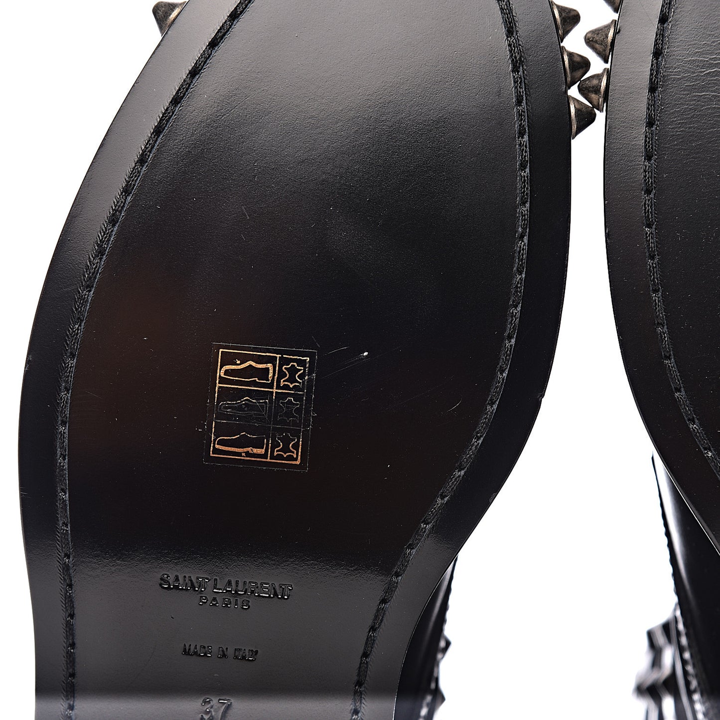 Smooth Calfskin Studded Womens Punk Ranger Boots 37 Black