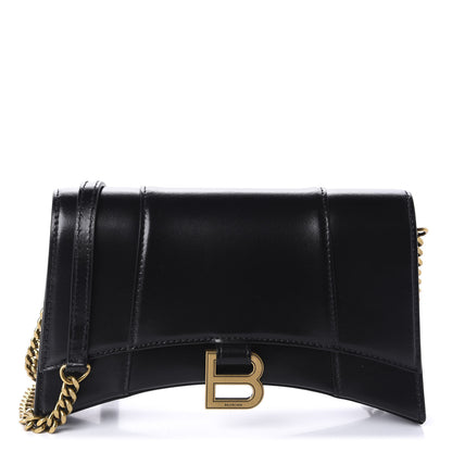 Balenciaga Shiny Box Calfskin Small Hourglass Evening Chain Bag Black 1 of 9
