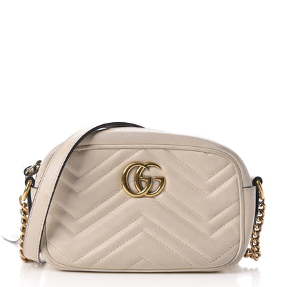 Gucci Calfskin Matelasse Mini GG Marmont Chain Shoulder Bag White 1 of 13