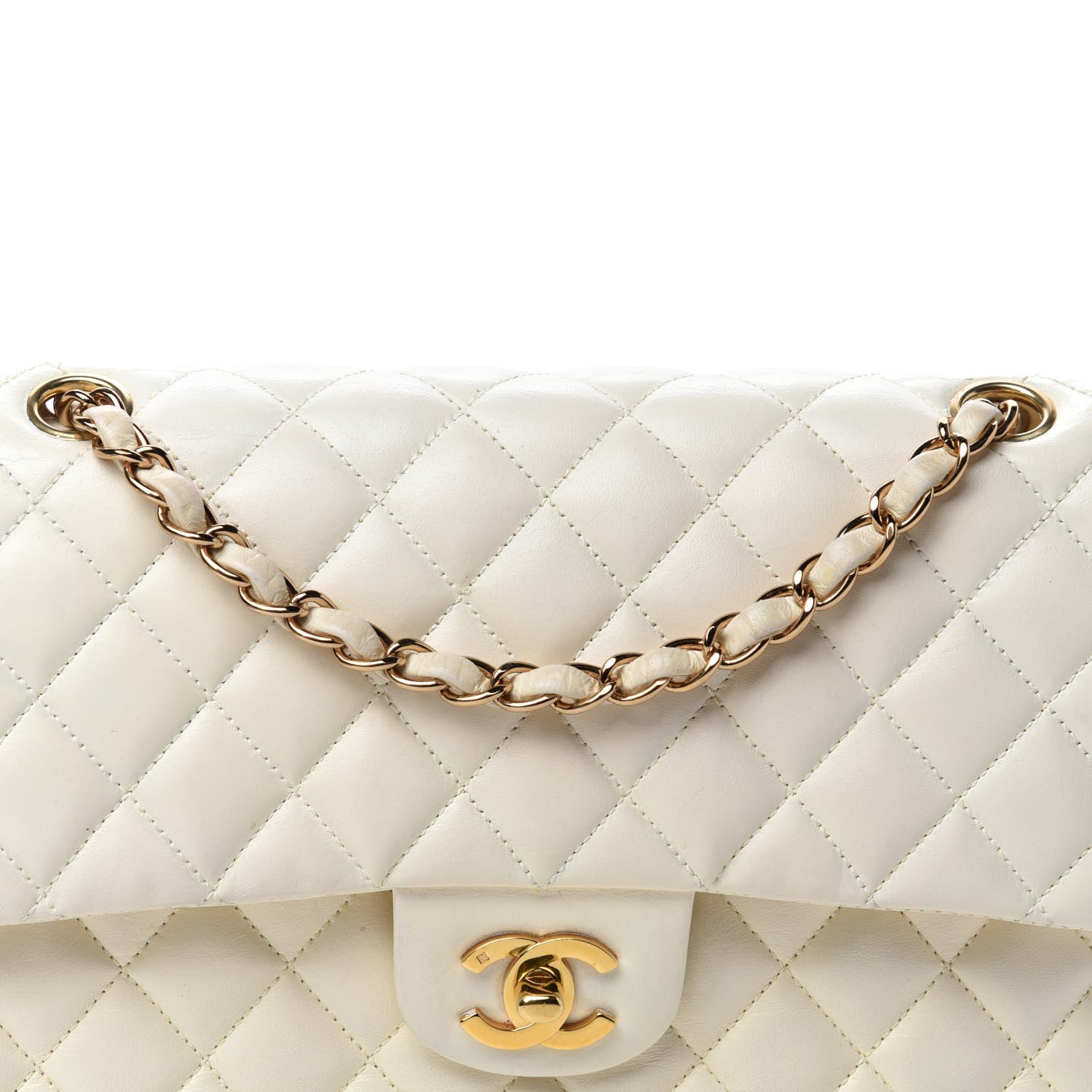 Chanel Lambskin Quilted Medium Double Flap White 24 of 25