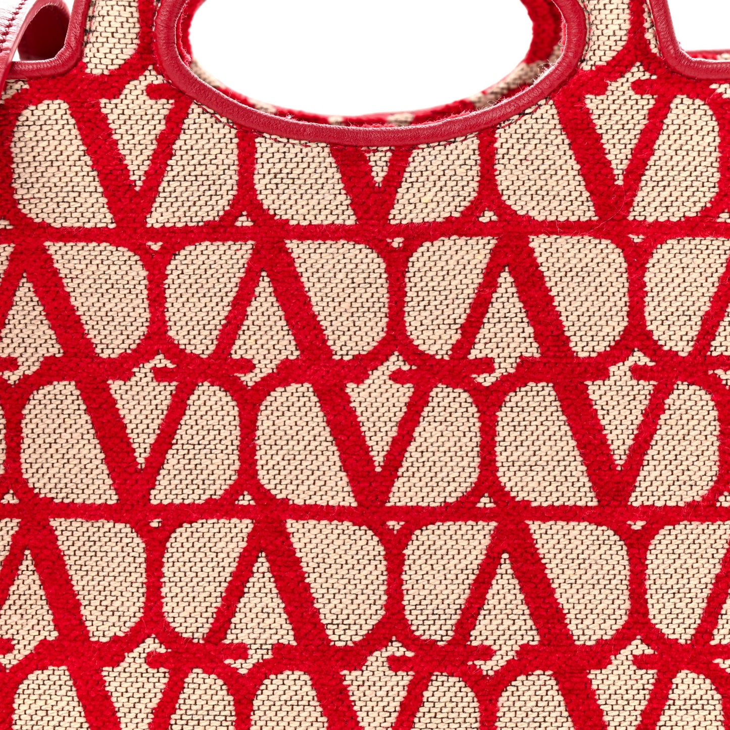 Toile Iconographe Goatskin Mini Le Troisieme Shopping Bag Naturale Rosso Valentino