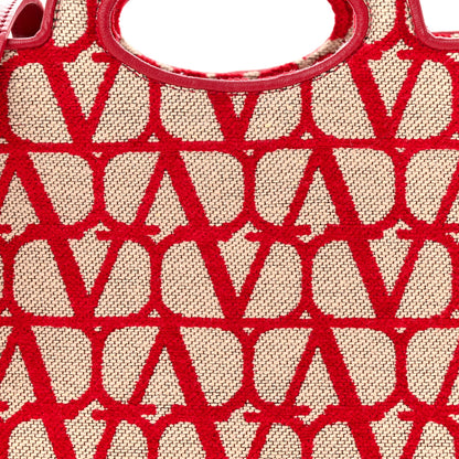 Valentino Garavani Toile Iconographe Goatskin Mini Le Troisieme Shopping Bag Naturale Rosso Valentino 7 of 9