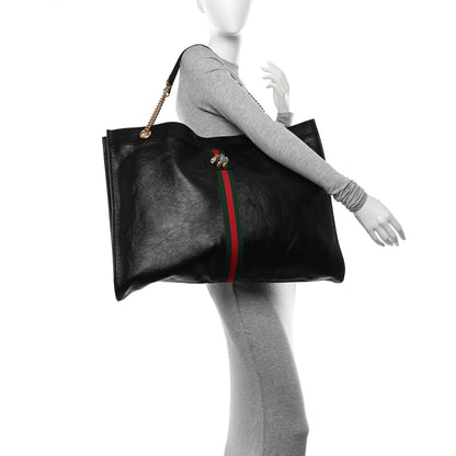 Gucci Calfskin Maxi Rajah Chain Tote Black 2 of 11
