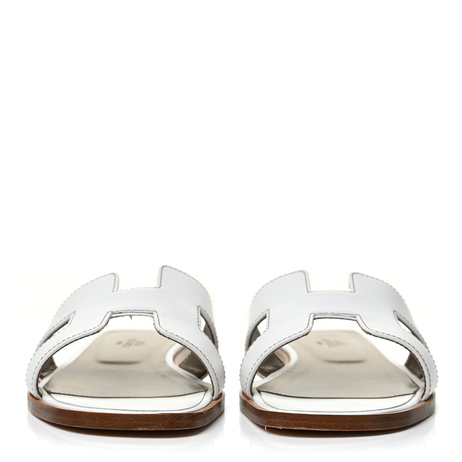 Hermes Box Calfskin Oran Sandals 38 White 2 of 10