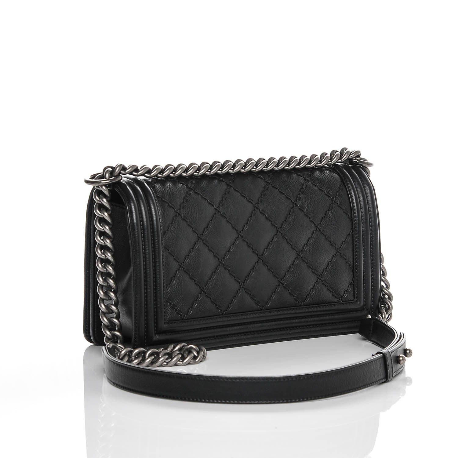Chanel Calfskin Double Stitch Medium Boy Flap Black 3 of 7