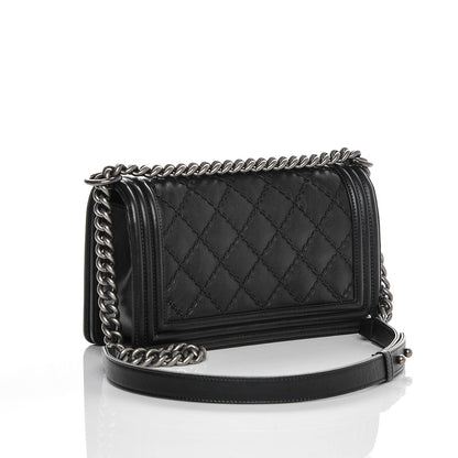 Chanel Calfskin Double Stitch Medium Boy Flap Black 3 of 7