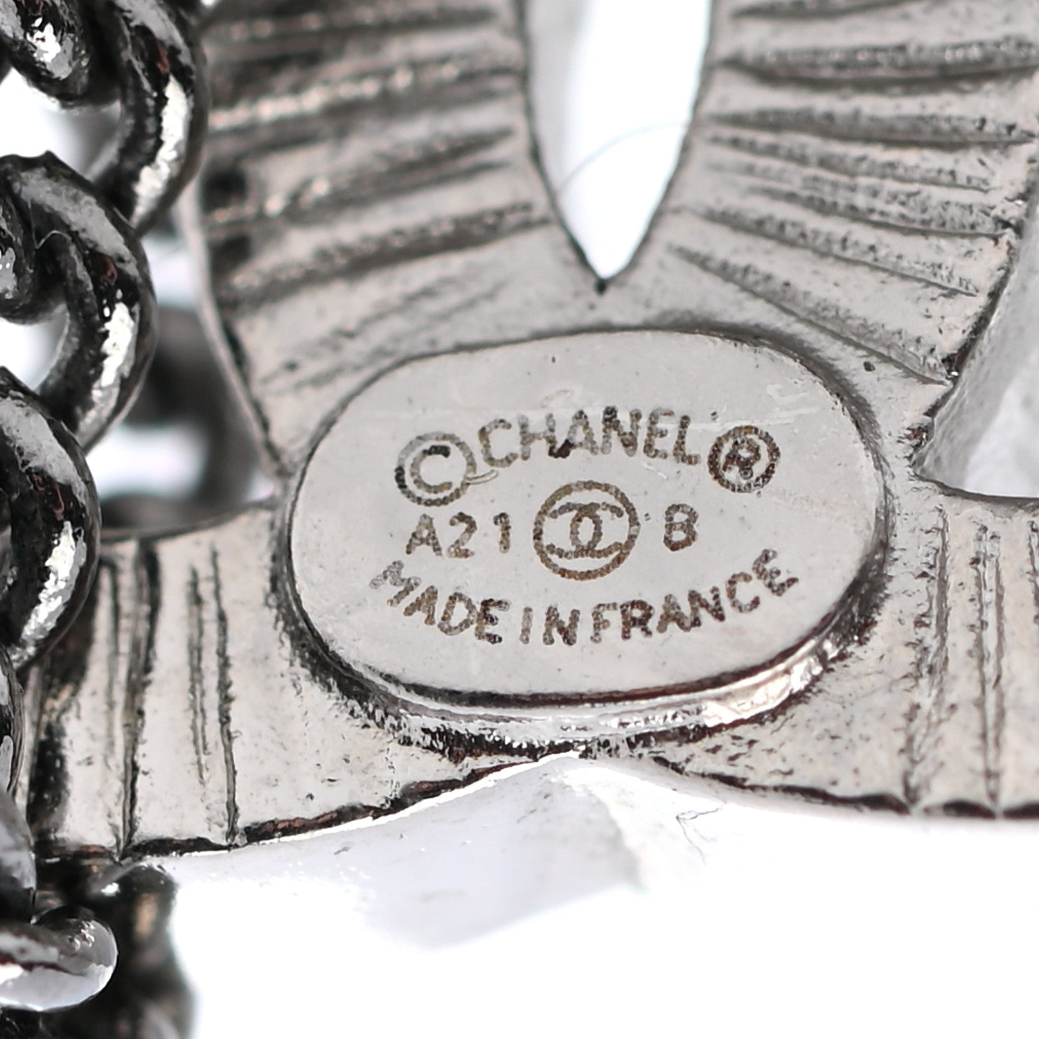 Chanel Crystal Chain CC Earrings Silver 4 of 5